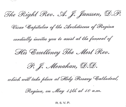 Funeral invitation