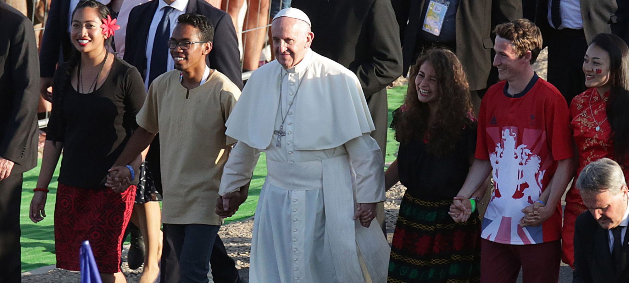 Pope Francis walks with youth at the 2018 Synod on 'Young People, the Faith and Vocational Discernment'