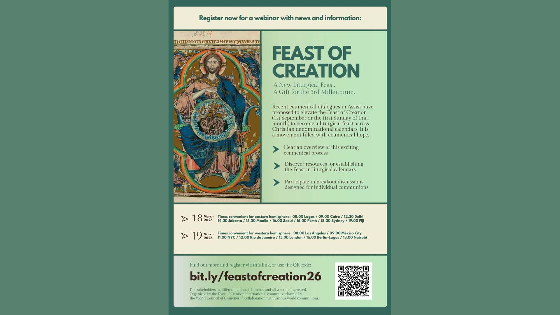 Feast of Creation Image with QR Code for registration